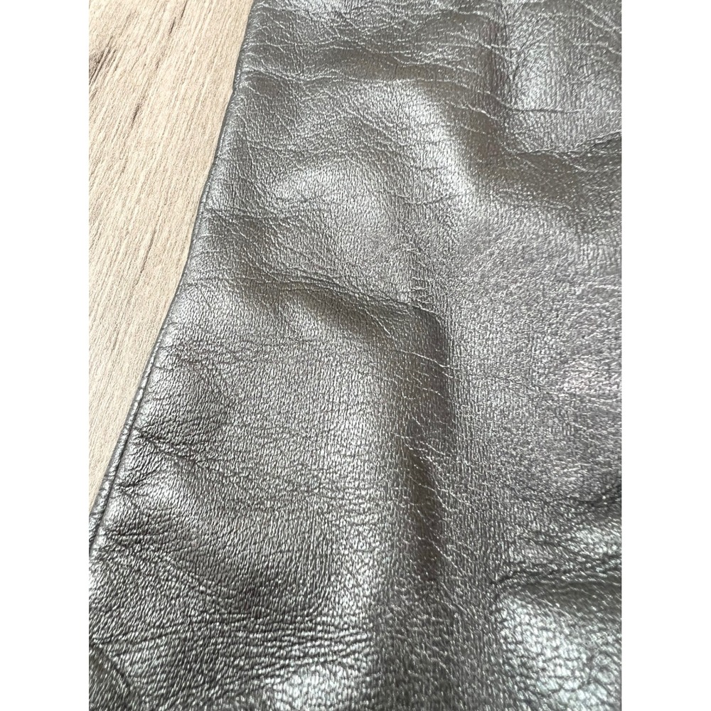 Fownes Metallic Silver Pewter Leather Cashmere Lined Gloves Size 7 RN17541 - Picture 2 of 6
